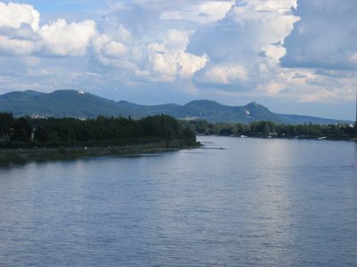 View south along the River Rhine.  Up on the hill in the...