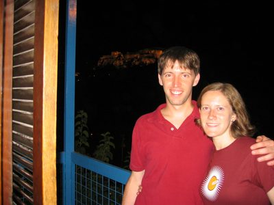Nick and Alison on our hotel balcony in Athens.