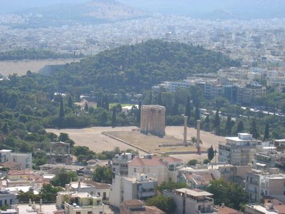 Temple of Olympian Zeus as viewed from the Acropolis. ...