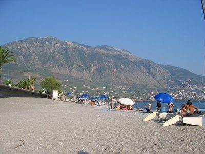 Beach in the busy port city of Kalamata.  We stopped...
