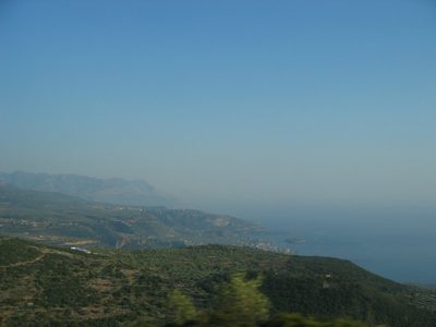 View of the Aegean from the road to Clea's village.