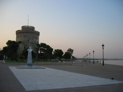 Obligatory stop at the Byzantine tower in Thessaloniki, Greece.