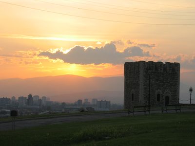 Sunset in Skopje as viewed from the citadel.