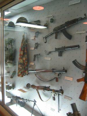Equipment from the KLA.  Note the wooden WWII-era guns. ...