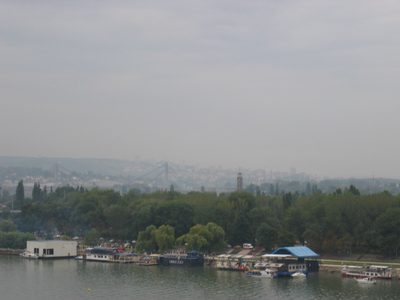 Belgrade with a susension bridge faintly visible...