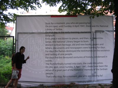 Jeanne, at the site of the national library destroyed...