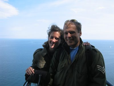 Alison and John on the top of the chalk cliffs, the...