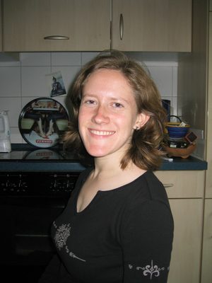 Alison in her kitchen on Hamburger Street in Rostock.