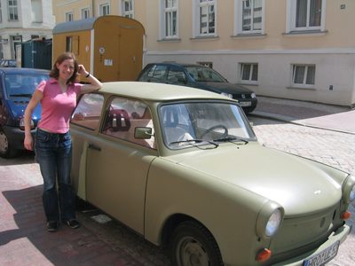 Alison and her local favorite Trabant.