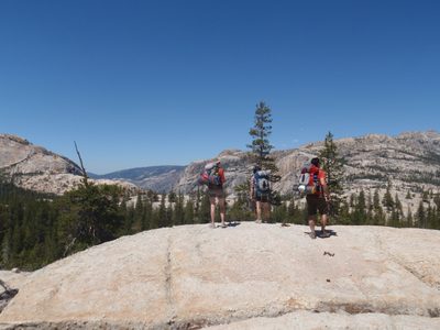 Mel, Monica and Jasper survey the road ahead. The Grand...