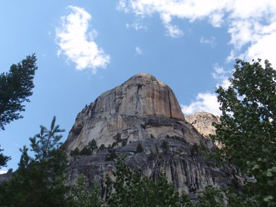 A large granite formation on the north side of the canyon.