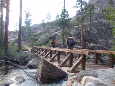 Passing over Return Creek, and stopping to take a photo.