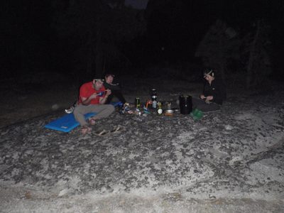 Finishing dinner in the dark.