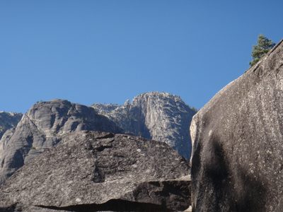View of a towering wall to the south.