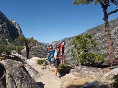 The crew just before descending a steep section of...