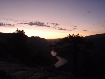 While we cook dinner, sun sets over the Hetch Hetchy.