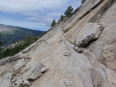 Improbable as it seems, this narrow ledge is our path,...