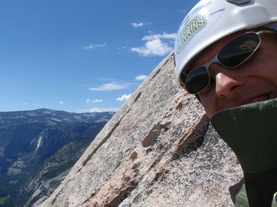 John at the top of pitch 4 (or maybe 5) with Yosemite...