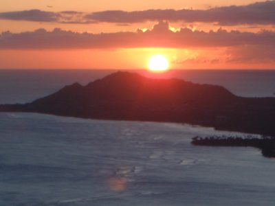 Diamond Head and the sun.  