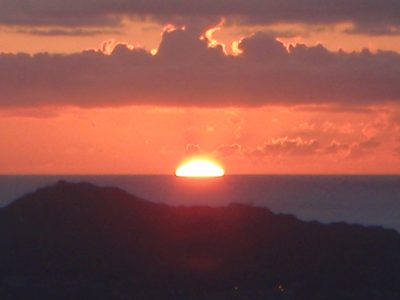 Diamond Head and the last bit of the sun.