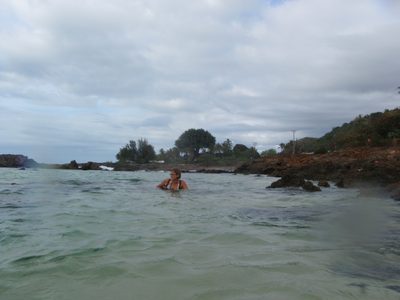 Lydia, lounging in Shark's Cove.