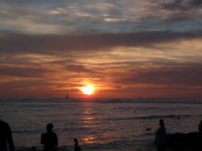 Sunset from Waikiki Beach.