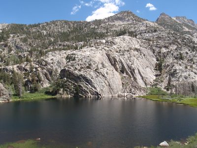 Cliffs falling straight into the lake.
