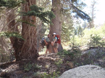 Jasper and Elaine, goofing around on the trail.