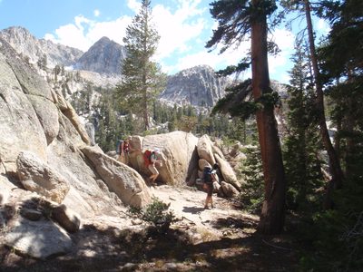 The group hiking along.
