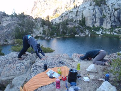 Post hike yoga-stretches.