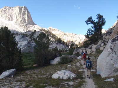 Hiking toward Snow Lake with the new dominating feature...