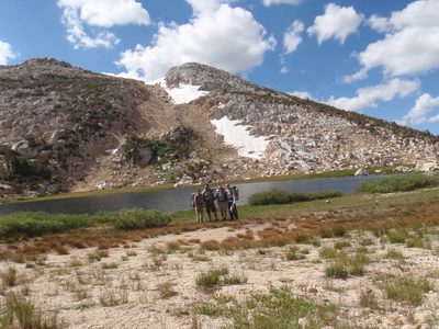 Sure enough, still a little bit of snow up here, even in...