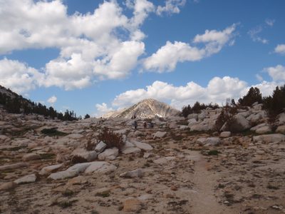 Following the gentle grade up to Rock Island Pass.