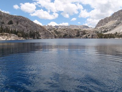Peeler Lake with the Sawtooths in the distance.