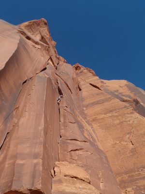 At the crux move.