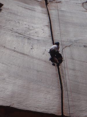 Closeup of Monica. The challenge of this crack is its...