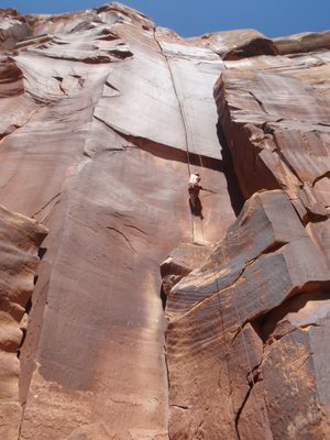 The crack starts as narrow hands but soon widens to very...