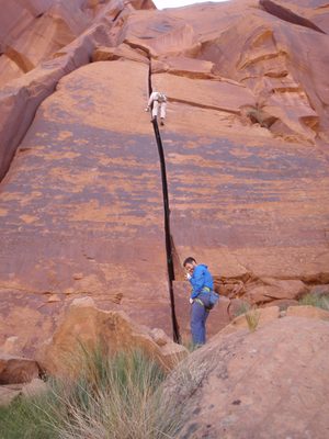 Jay belaying David.
