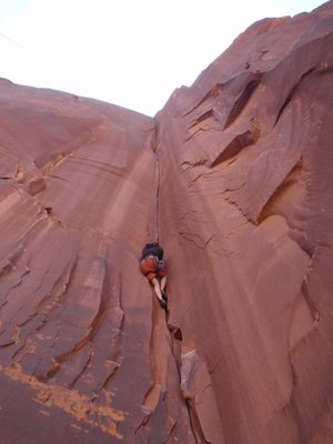 1" crack in a striking crimson corner for 110 feet, non-stop.