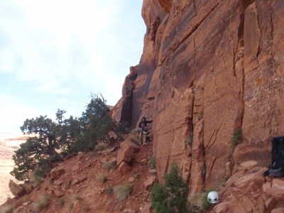Monica comes wandering in from climbing the aptly named...