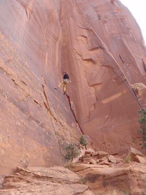 Done at last... Monica on the way down.