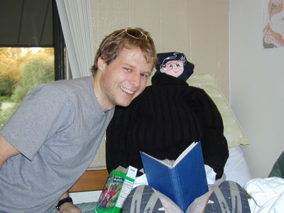 Close up of John and surrogate roommate.