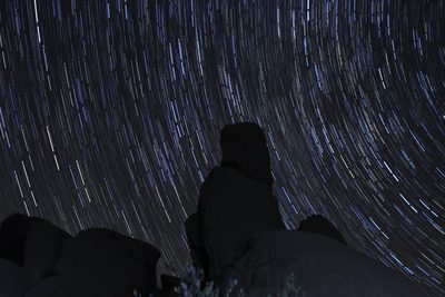 Desert tower and stars from the campfire Friday night.