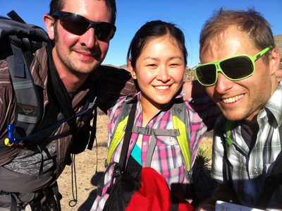 Rob, Monica and John hiking back to the car on Saturday...