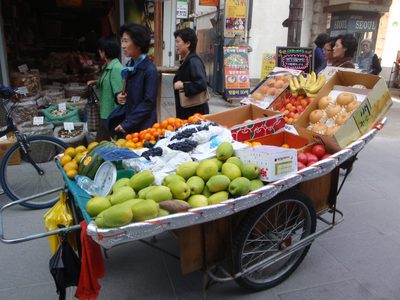 In Korea, the supermarket comes to you.  In Insadong, Seoul.