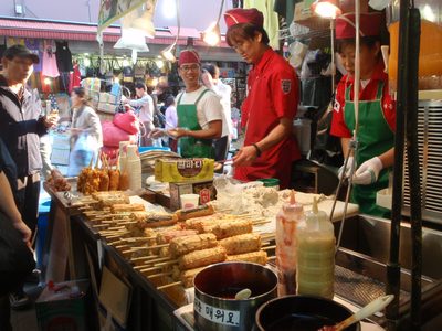 Food on a stick vendor.