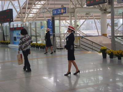 The KTX (Korea Train Express) employees had funny hats.