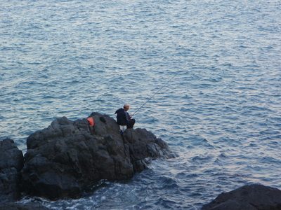 Fisherman on the coast of Busan.