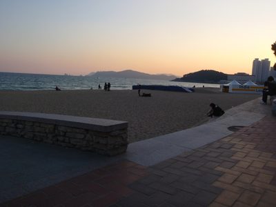 Sunset over Haeundae beach in Busan.  Time to head back...