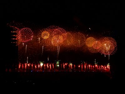 They also launched synchronized fireworks from the upper...